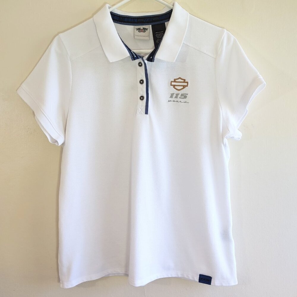 Harley-Davidson Women's Short Sleeve Polo Shirt 115 Year Anniversary Size Medium - Picture 4 of 8